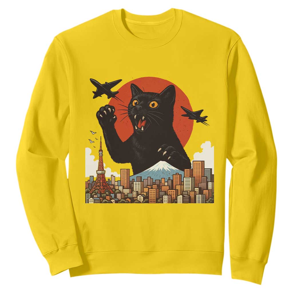 Funny Giant Cat Monster Roaring Tokyo Japan Sweatshirt TS12 Daisy Print Your Wear
