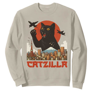 Catzilla Sweatshirt Funny Giant Cat Monster Roaring Tokyo Japan TS12 Sand Print Your Wear