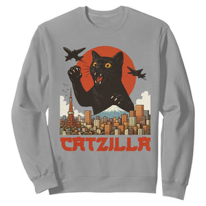Catzilla Sweatshirt Funny Giant Cat Monster Roaring Tokyo Japan TS12 Sport Gray Print Your Wear
