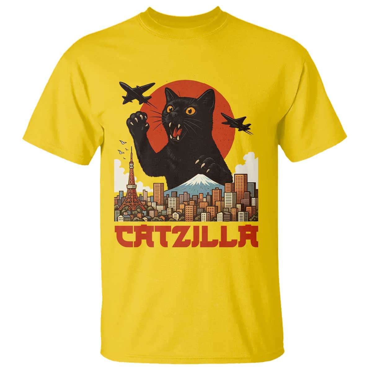 Catzilla T Shirt Funny Giant Cat Monster Roaring Tokyo Japan TS12 Daisy Print Your Wear