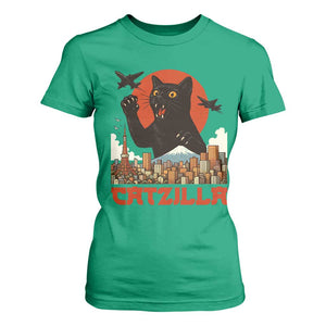 Catzilla T Shirt For Women Funny Giant Cat Monster Roaring Tokyo Japan TS12 Irish Green Print Your Wear