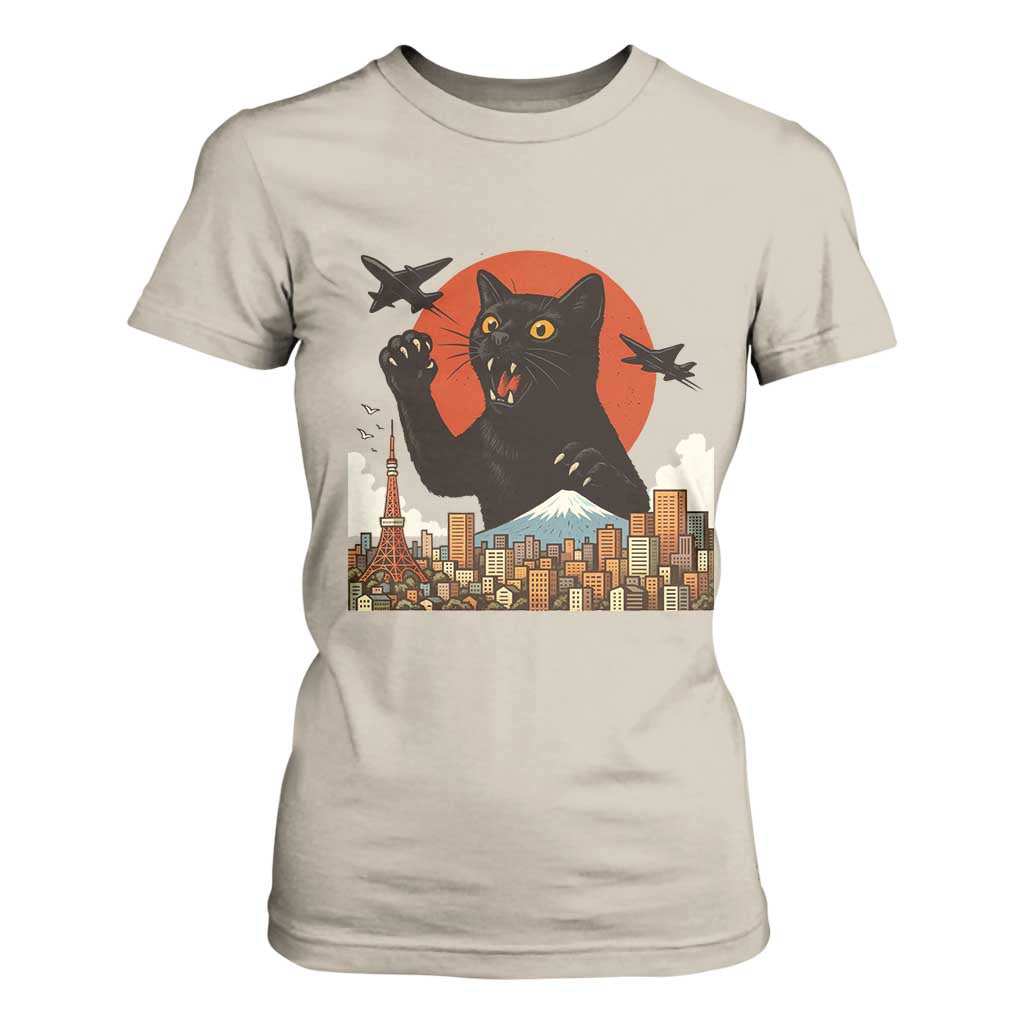 Funny Giant Cat Monster Roaring Tokyo Japan T Shirt For Women TS12 Sand Print Your Wear