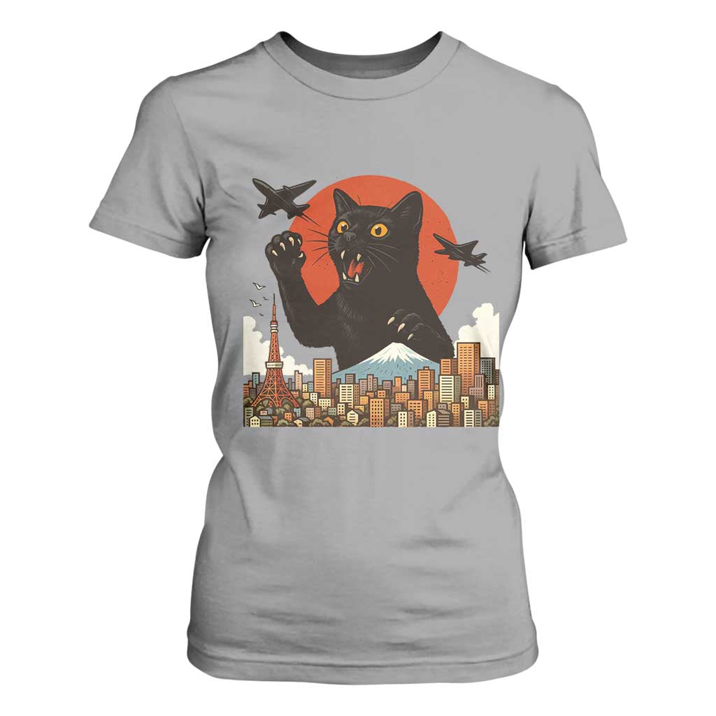 Funny Giant Cat Monster Roaring Tokyo Japan T Shirt For Women TS12 Sport Gray Print Your Wear