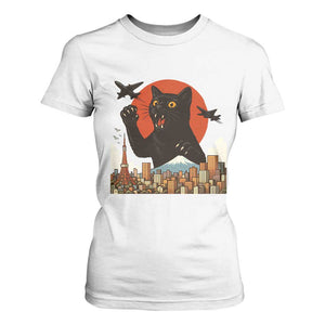 Funny Giant Cat Monster Roaring Tokyo Japan T Shirt For Women TS12 White Print Your Wear