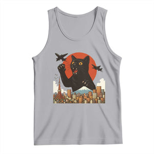 Funny Giant Cat Monster Roaring Tokyo Japan Tank Top TS12 Athletic Heather Print Your Wear