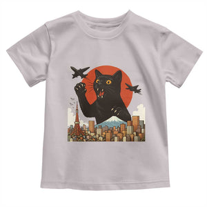 Funny Giant Cat Monster Roaring Tokyo Japan Toddler T Shirt TS12 Ice Gray Print Your Wear