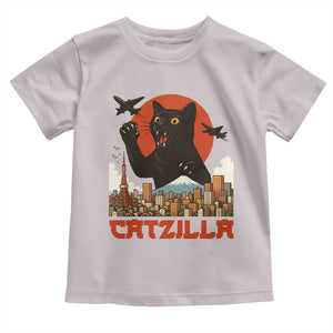 Catzilla Toddler T Shirt Funny Giant Cat Monster Roaring Tokyo Japan TS12 Ice Gray Print Your Wear