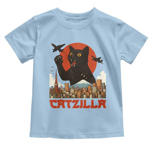 Catzilla Toddler T Shirt Funny Giant Cat Monster Roaring Tokyo Japan TS12 Light Blue Print Your Wear