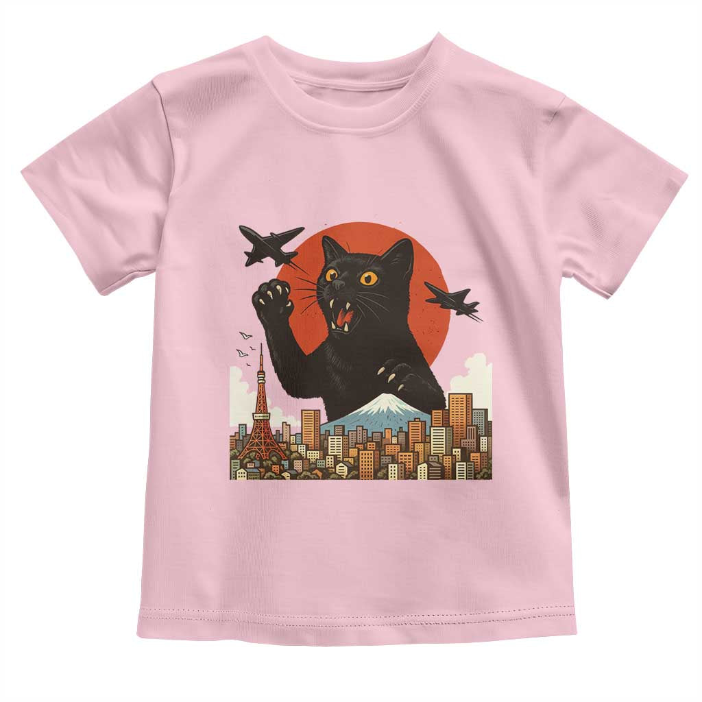 Funny Giant Cat Monster Roaring Tokyo Japan Toddler T Shirt TS12 Light Pink Print Your Wear