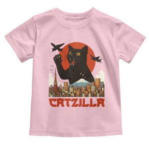 Catzilla Toddler T Shirt Funny Giant Cat Monster Roaring Tokyo Japan TS12 Light Pink Print Your Wear