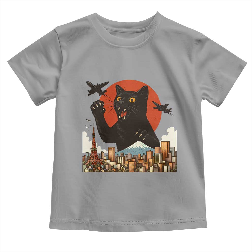Funny Giant Cat Monster Roaring Tokyo Japan Toddler T Shirt TS12 Sport Gray Print Your Wear