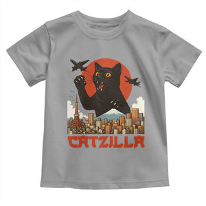 Catzilla Toddler T Shirt Funny Giant Cat Monster Roaring Tokyo Japan TS12 Sport Gray Print Your Wear