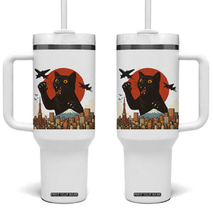 Funny Giant Cat Monster Roaring Tokyo Japan Tumbler With Handle TS12 One Size: 40 oz White Print Your Wear