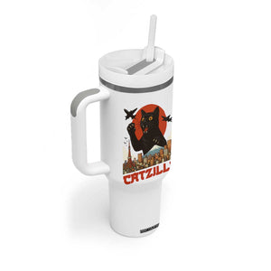 Catzilla Tumbler With Handle Funny Giant Cat Monster Roaring Tokyo Japan TS12 Print Your Wear