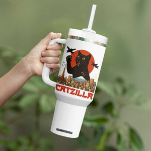 Catzilla Tumbler With Handle Funny Giant Cat Monster Roaring Tokyo Japan TS12 Print Your Wear