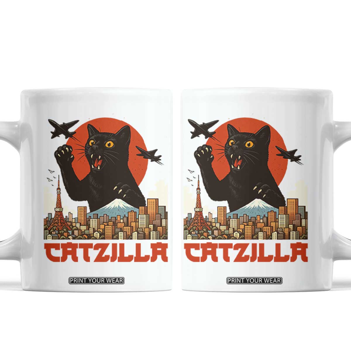 Catzilla Coffee Mug Funny Giant Cat Monster Roaring Tokyo Japan TS12 White Print Your Wear