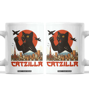 Catzilla Coffee Mug Funny Giant Cat Monster Roaring Tokyo Japan TS12 White Print Your Wear