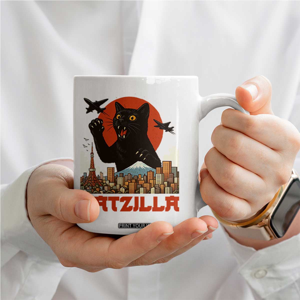 Catzilla Coffee Mug Funny Giant Cat Monster Roaring Tokyo Japan TS12 Print Your Wear