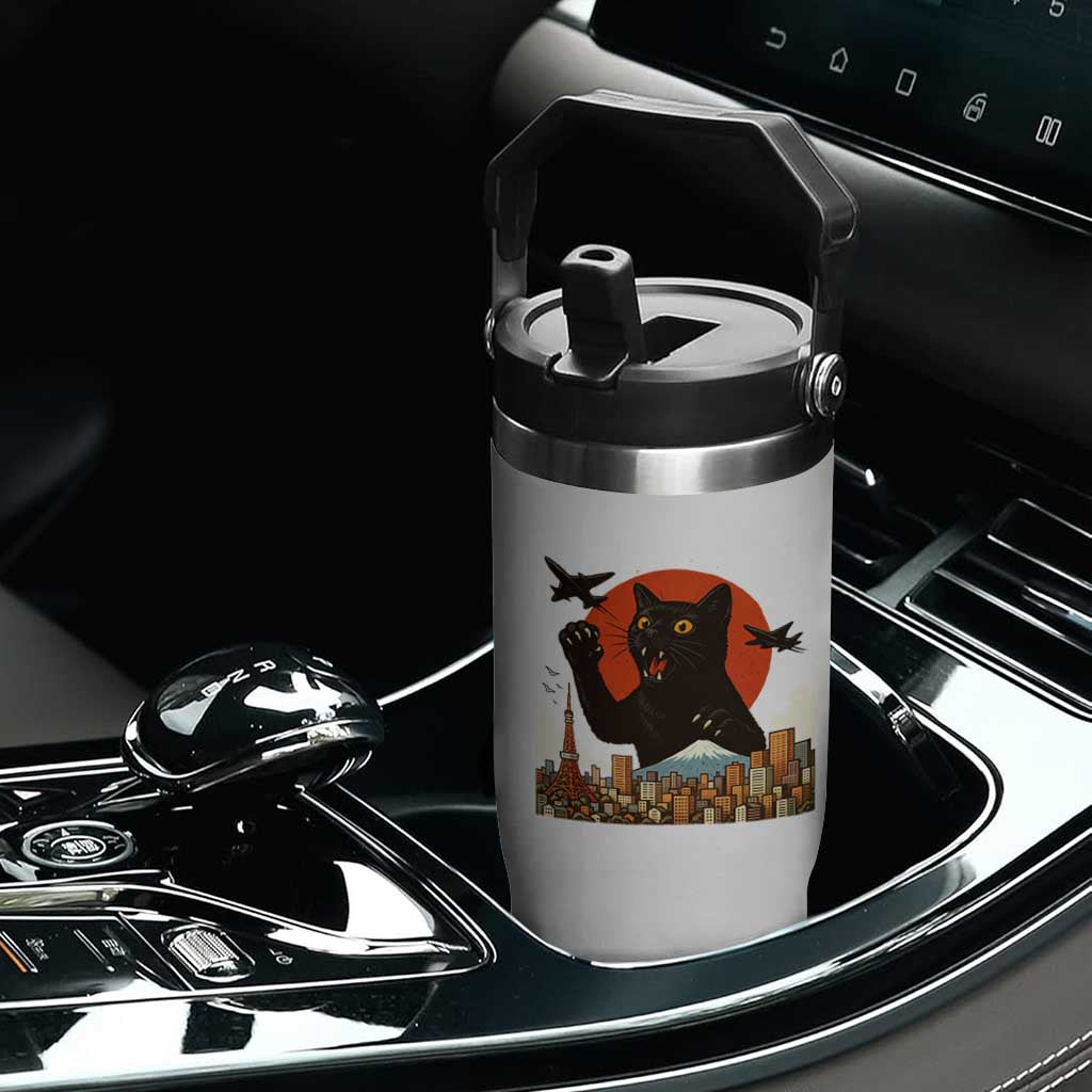 Funny Giant Cat Monster Roaring Tokyo Japan Flip Straw Tumbler TS12 Print Your Wear