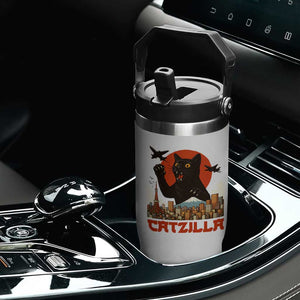 Catzilla Flip Straw Tumbler Funny Giant Cat Monster Roaring Tokyo Japan TS12 Print Your Wear