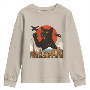 Funny Giant Cat Monster Roaring Tokyo Japan Youth Sweatshirt TS12 Sand Print Your Wear