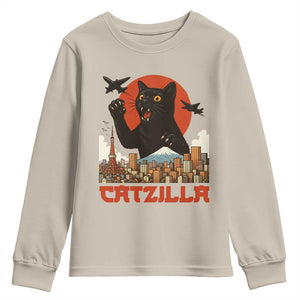 Catzilla Youth Sweatshirt Funny Giant Cat Monster Roaring Tokyo Japan TS12 Sand Print Your Wear