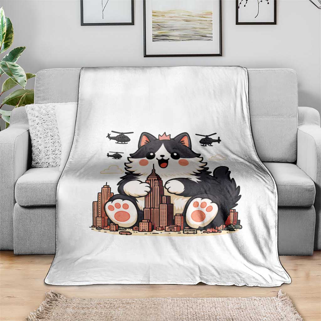 Funny Giant Cat Monster Invades City Throw Blanket Cat Lover Gift TS12 Print Your Wear