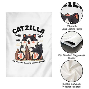 Cute Catzilla Garden Flag The Ruler Of All Cute And Destructive Funny TS12 Print Your Wear