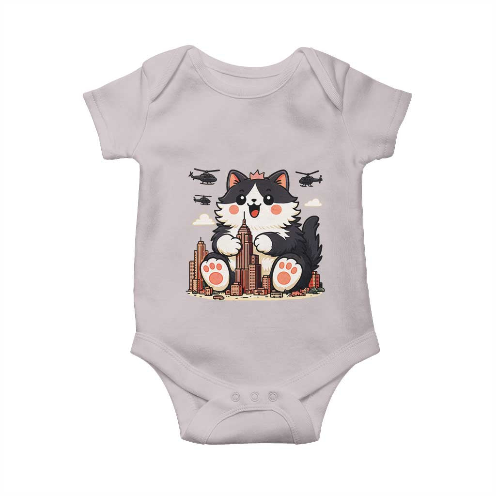 Funny Giant Cat Monster Invades City Baby Onesie Cat Lover Gift TS12 Ice Gray Print Your Wear