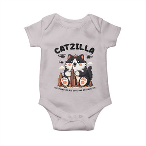 Cute Catzilla Baby Onesie The Ruler Of All Cute And Destructive Funny TS12 Ice Gray Print Your Wear
