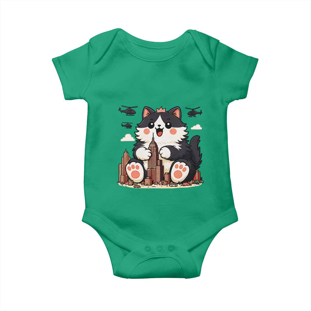 Funny Giant Cat Monster Invades City Baby Onesie Cat Lover Gift TS12 Irish Green Print Your Wear