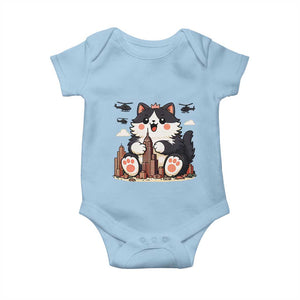 Funny Giant Cat Monster Invades City Baby Onesie Cat Lover Gift TS12 Light Blue Print Your Wear