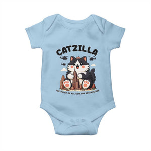 Cute Catzilla Baby Onesie The Ruler Of All Cute And Destructive Funny TS12 Light Blue Print Your Wear