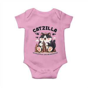 Cute Catzilla Baby Onesie The Ruler Of All Cute And Destructive Funny TS12 Light Pink Print Your Wear