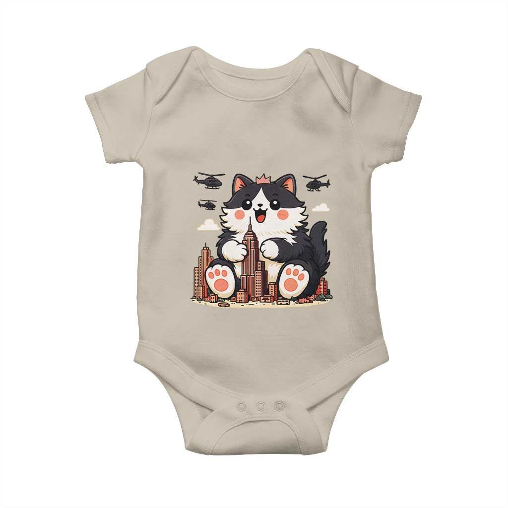 Funny Giant Cat Monster Invades City Baby Onesie Cat Lover Gift TS12 Sand Print Your Wear