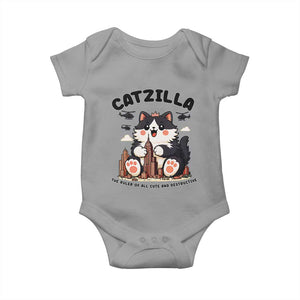 Cute Catzilla Baby Onesie The Ruler Of All Cute And Destructive Funny TS12 Sport Gray Print Your Wear