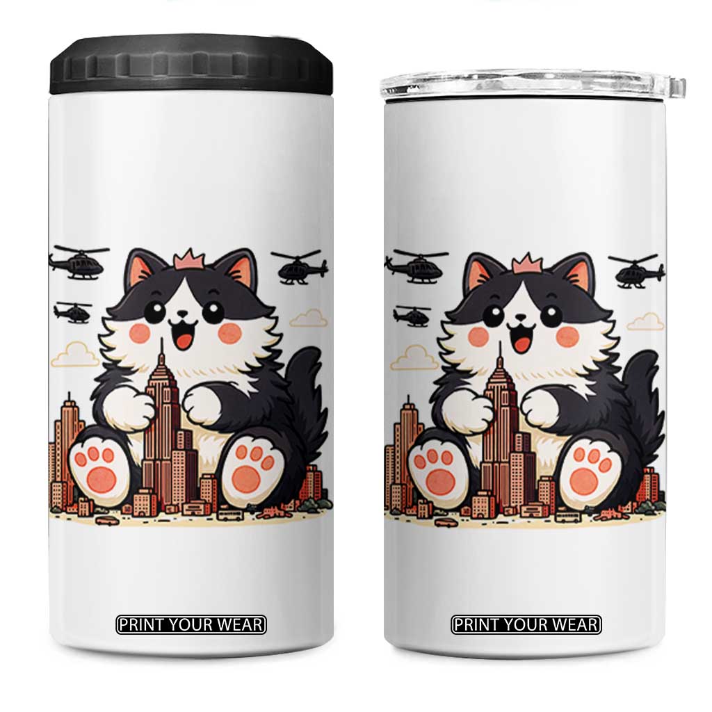 Funny Giant Cat Monster Invades City 4 in 1 Can Cooler Tumbler Cat Lover Gift TS12 One Size: 16 oz White Print Your Wear