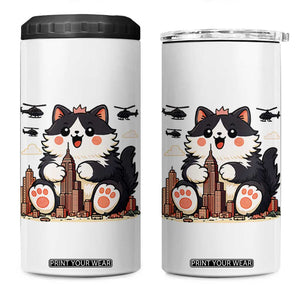 Funny Giant Cat Monster Invades City 4 in 1 Can Cooler Tumbler Cat Lover Gift TS12 One Size: 16 oz White Print Your Wear