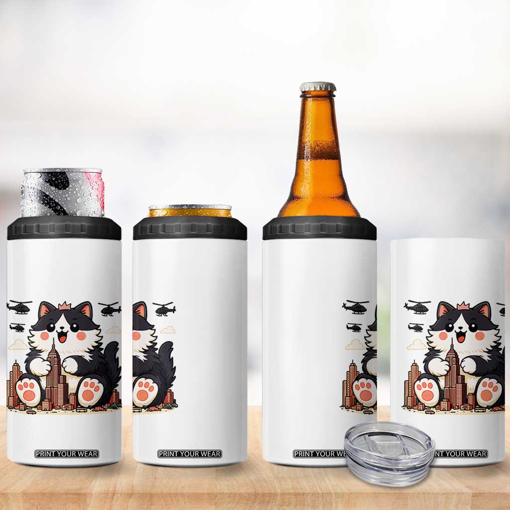 Funny Giant Cat Monster Invades City 4 in 1 Can Cooler Tumbler Cat Lover Gift TS12 Print Your Wear