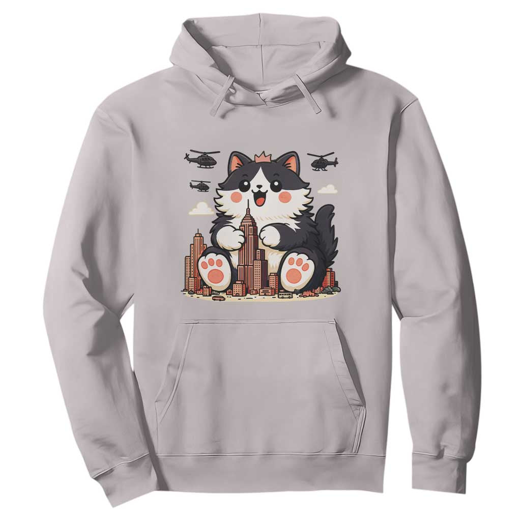 Funny Giant Cat Monster Invades City Hoodie Cat Lover Gift TS12 Ice Gray Print Your Wear