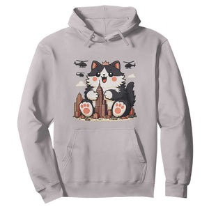 Funny Giant Cat Monster Invades City Hoodie Cat Lover Gift TS12 Ice Gray Print Your Wear