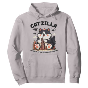 Cute Catzilla Hoodie The Ruler Of All Cute And Destructive Funny TS12 Ice Gray Print Your Wear