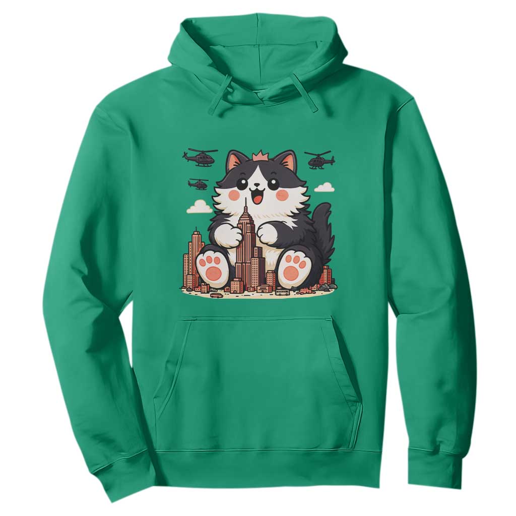 Funny Giant Cat Monster Invades City Hoodie Cat Lover Gift TS12 Irish Green Print Your Wear