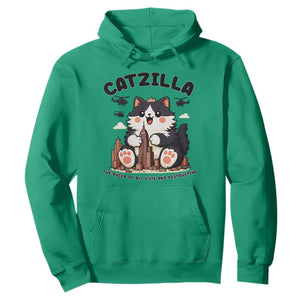 Cute Catzilla Hoodie The Ruler Of All Cute And Destructive Funny TS12 Irish Green Print Your Wear