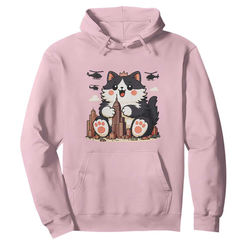 Funny Giant Cat Monster Invades City Hoodie Cat Lover Gift TS12 Light Pink Print Your Wear