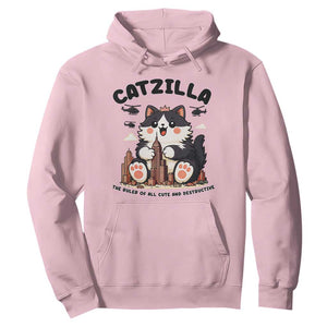 Cute Catzilla Hoodie The Ruler Of All Cute And Destructive Funny TS12 Light Pink Print Your Wear