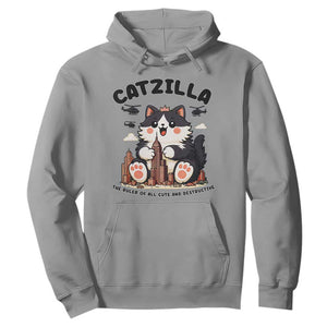 Cute Catzilla Hoodie The Ruler Of All Cute And Destructive Funny TS12 Sport Gray Print Your Wear