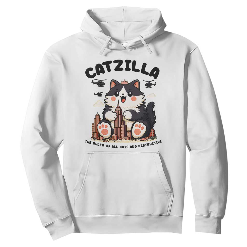 Cute Catzilla Hoodie The Ruler Of All Cute And Destructive Funny TS12 White Print Your Wear