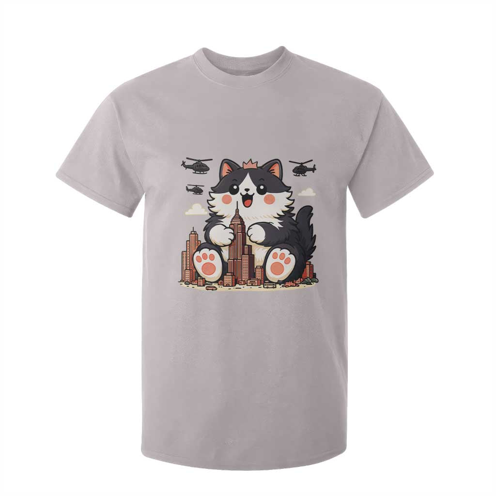Funny Giant Cat Monster Invades City T Shirt For Kid Cat Lover Gift TS12 Ice Gray Print Your Wear