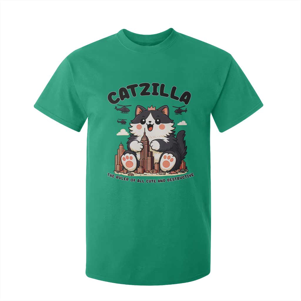 Cute Catzilla T Shirt For Kid The Ruler Of All Cute And Destructive Funny TS12 Irish Green Print Your Wear